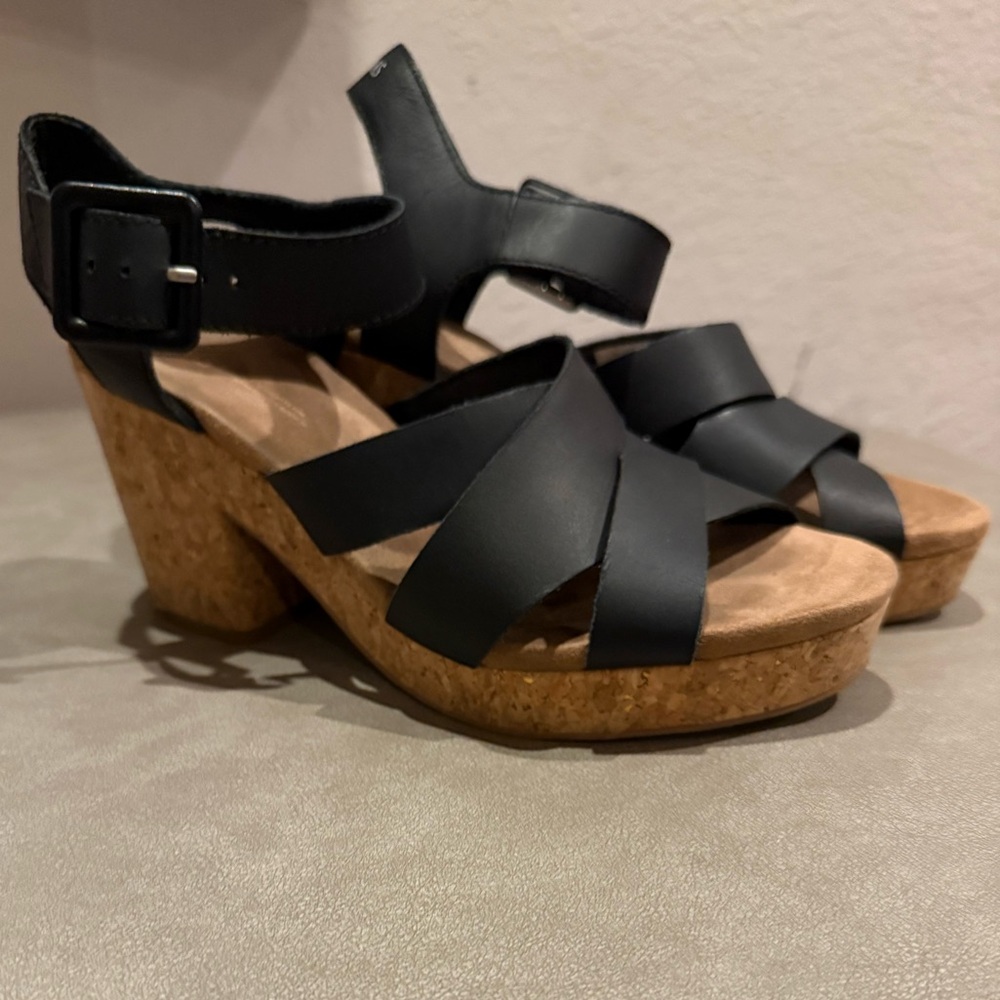 Black Wedge Sandals